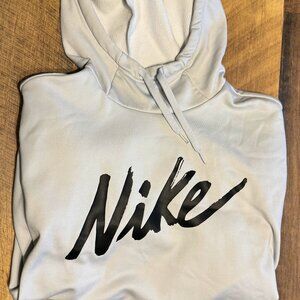 Nike Script Logo Funnel Neck Hoodie Size M in Gray